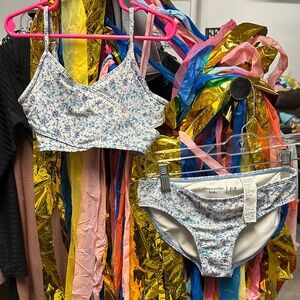 Abercrombie Kids Floral Bikini - White and Blue